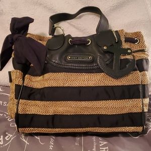 Vintage Juicy Couture Navy stripe/wicker Handbang